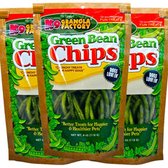 K9 Granola Factory Green Bean Chips pack-3 displaying a healthy, fiber-rich dog snack.