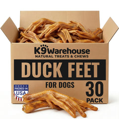 K9warehouse duck feet crunch close-up showing texture for dental care and joint support