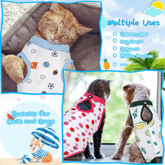 Kacctyen cat recovery suit with adjustable shrink cord collar for a snug fit.