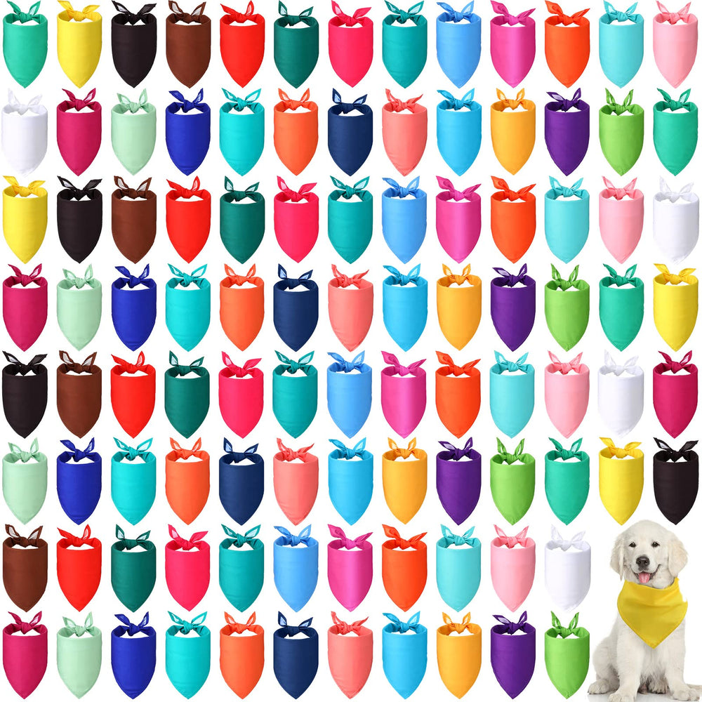 Kacctyen bulk dog bandanas pack shot shows 100 pieces in vibrant colors.