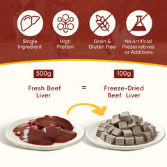 Kaiivo Freeze Dried Beef Liver Bites close-up shows crisp texture ideal for rewarding pets