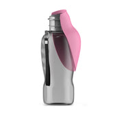 Kalimdor dog water bottle in pink with leak-proof design for outdoor use.