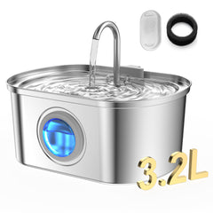 KANCHOU cat fountain in stainless steel with water level window for easy hydration monitoring