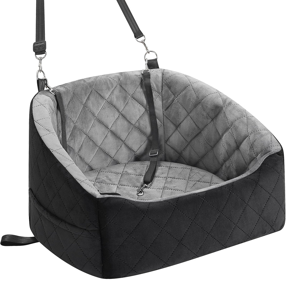 KANGREST dog seat front view shows secure fit for small dogs on car trips