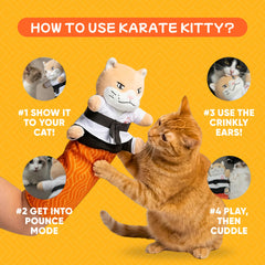 Karate Kitty crinkle ears provide interactive sound stimulation during play.
