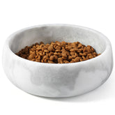 Karibiber marble dog bowl outer view highlights sturdy, tipping-resistant design.