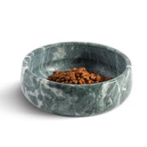 Karibiber Natural Marble Dog Bowl base showcases green marble for pets.
