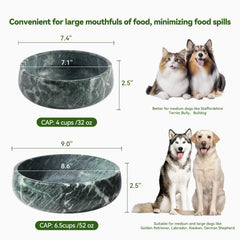 Thick, stable Karibiber marble bowl stands up to energetic pets.