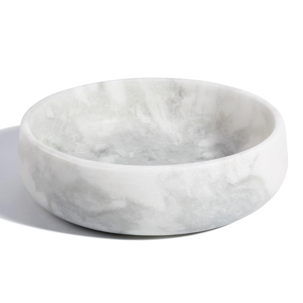 karibiber white marble dog bowl with 6-cup capacity, durable for large dogs.