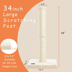 Karolpar natural sisal rope cat post with large diameter for comfortable scratching.