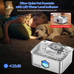Kastty large-dog fountain 15L capacity supports multiple pets throughout the day.