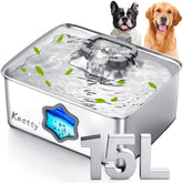 Kastty large dog water fountain front view with 15L capacity for multi-pet hydration.