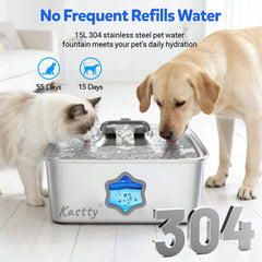 Kastty large dog water fountain side view highlights easy refilling and stability.
