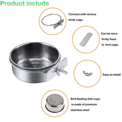 Kathson bird cage food bowls attach securely for mess-free meal times.