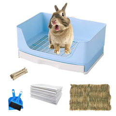 Kathson bunny litter box with drawer grate for easy waste disposal