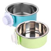 Kathson crate dog bowl blue and green set, ideal for crate feeding.
