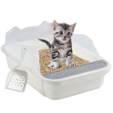 Kathson open cat litter box with high sides preventing spills and easy entry