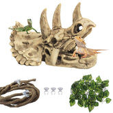 Kathson reptile resin dinosaur skull decoration for bearded dragons enhances terrarium aesthetics