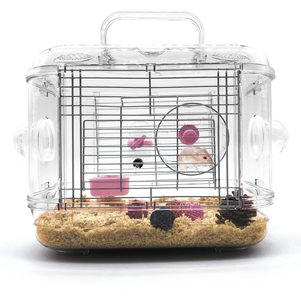 Kathson small animal carry cage with hamster front door for quick access.