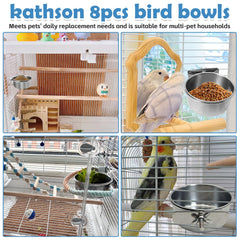 Close-up of Kathson stainless steel feeder dish showing durable, rust-resistant construction.