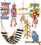 KATUMO Bird Toys variety parakeet set keeps small birds entertained and active.
