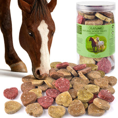 KATUMO Horse Treats natural ingredients showcase wholesome oats and flaxseed for balanced nutrition.