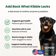 Kayode Canine NutriGreens chews in bowl ready to mix with meals