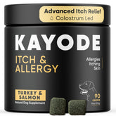 Kayode Itch & Allergy chews bottle signaling natural relief for itchy dogs