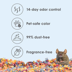 Kaytee Clean & Cozy Colors bedding absorbs up to six times its weight to stay dry.