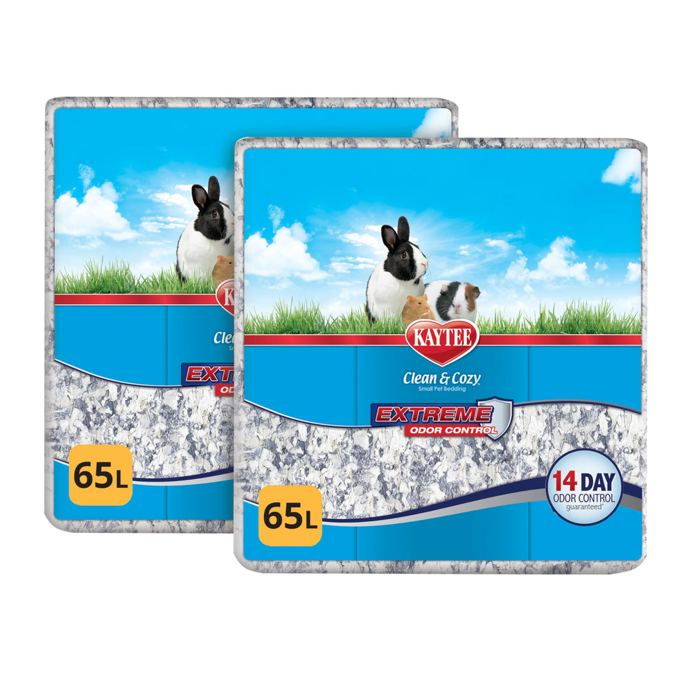 Kaytee Clean & Cozy odor-control bedding keeps small animal habitats fresh for 14 days.