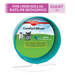 Kaytee Comfort Wheel Giant 12-inch assembled on stand demonstrates stable free-standing use
