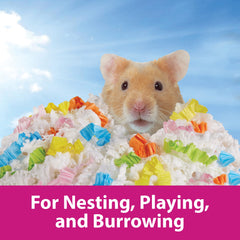 Kaytee Confetti Bedding with colorful pieces offering mental enrichment for curious small pets.