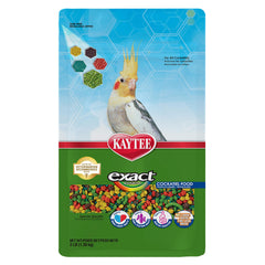 Kaytee Exact Rainbow Cockatiel nuggets in a bowl support vibrant plumage.