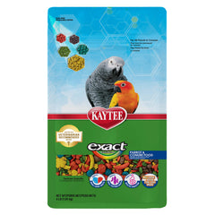 Kaytee Exact Rainbow parrot-food-nuggets in bowl boosts vibrant plumage.