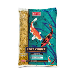 Kaytee Koi's Choice floating pellets in bag close-up supporting growth and color.