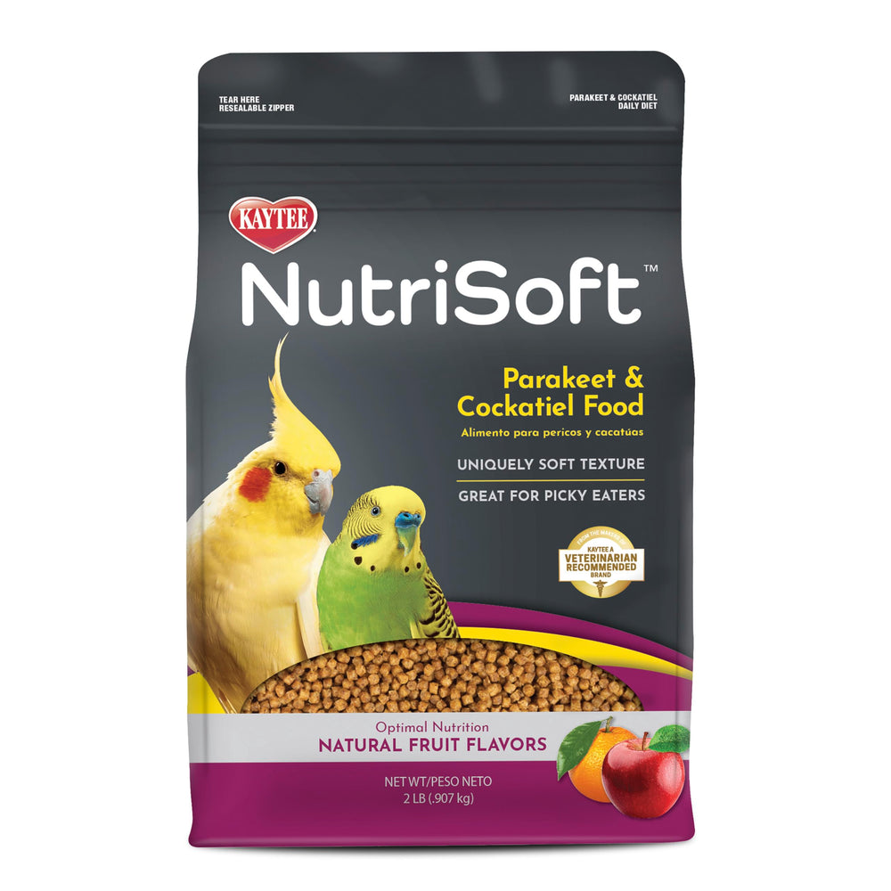 Kaytee NutriSoft soft pellets shown to appeal to picky parakeets and cockatiels.
