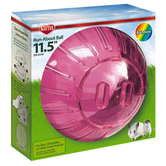 Kaytee Run-About Ball pink assembled for ready-to-use controlled motion during playtime.