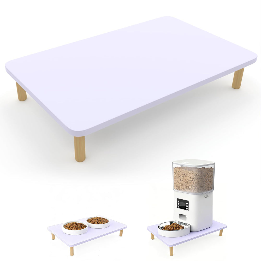 KCLROEO wooden elevated feeder stand with natural finish for stylish, comfortable meals.