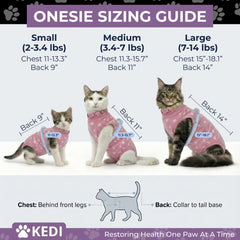 Kedi Cats Solutions recovery suit pink small, reliable closure system reduces escape risk during healing
