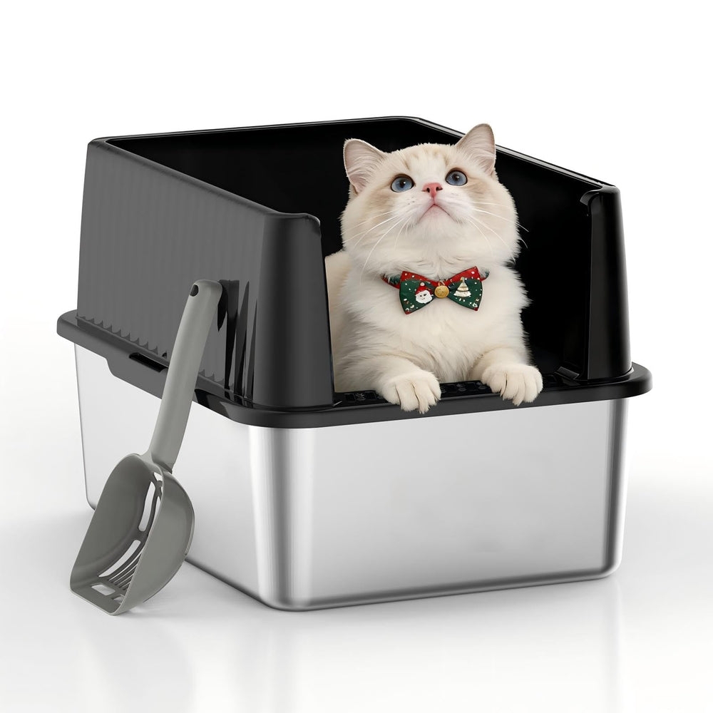 Keeyova high-sided cat litter box with open top for reduced mess