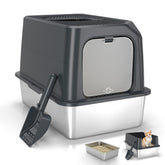 Keeyova large stainless steel litter box lid view with odor control.