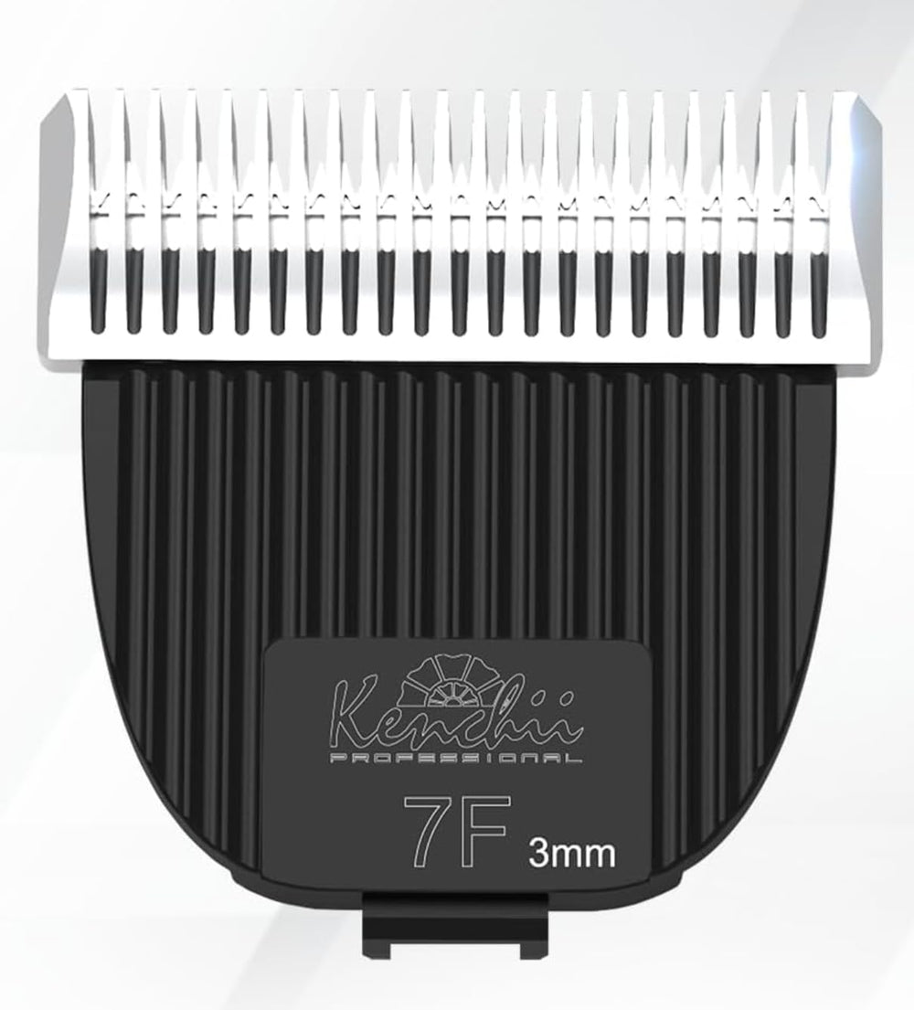 Kenchii Flash blade 7F-3mm close-up shows stay-cool coating for smoother cuts