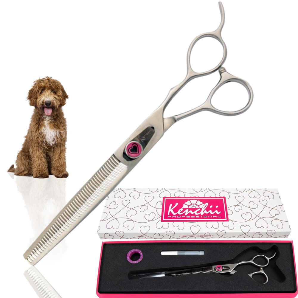 Kenchii Love Dog Grooming Scissors with 46-tooth thinning for smooth coat finishes