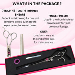 Kenchii Love Dog Grooming Scissors with ergonomic offset handles to reduce strain