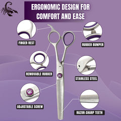 Kenchii Scorpion comfort handle design provides steady trims during grooming sessions.