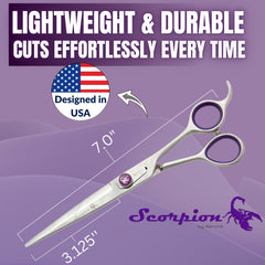 Kenchii Scorpion dog grooming session image highlighting comfortable handle and smooth control.