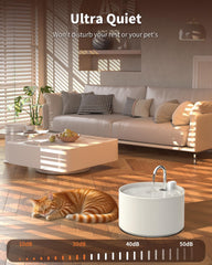 Kenepet 2.2L ceramic fountain shows a compact design that fits small spaces.