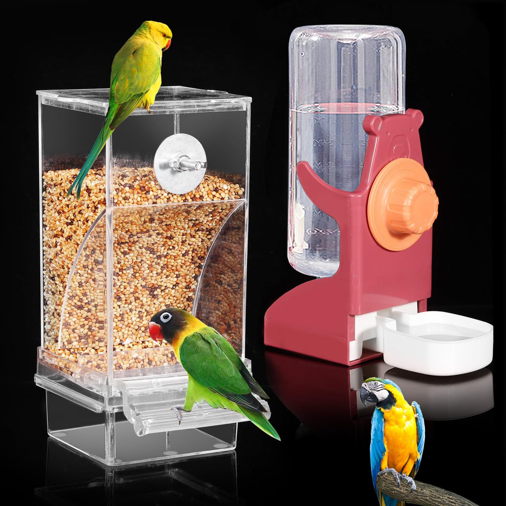 Kenond Bird Water Dispenser two-pack, front view for cage setup and easy monitoring.