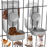 Kenond hanging automatic feeder side view shows dual bowls for small pets.