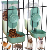 Kenond hanging automatic feeder on cage, front view, compact design for small pets